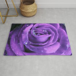 Winter Violet Rose with Frost Rug