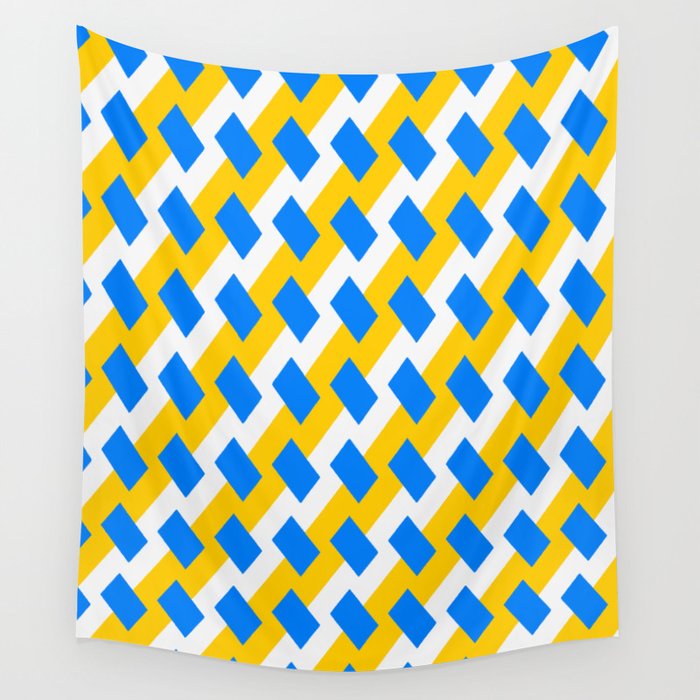 Patterns Abstract Blue Yellow White Wall Tapestry