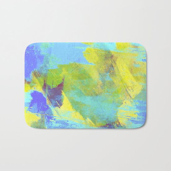 Hint Of Summer - Abstract, textured painting Bath Mat