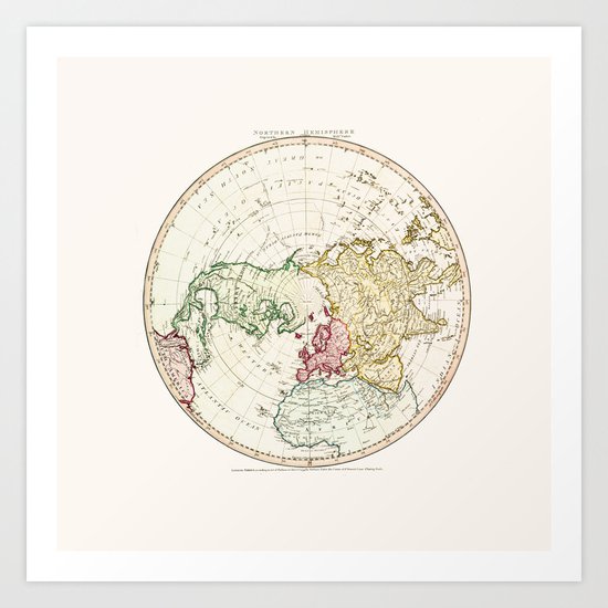 Northern Hemisphere- reproduction of William Faden's 1790 engraving Art Print