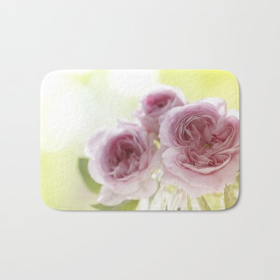 Pink Roses in crystal bowl - Vintage Stilllife- Rose Flower Bath Mat