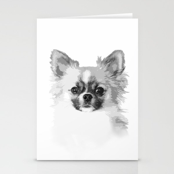 Chihuahua Dog Portrait Black And White #decor #society6 #buyart Stationery Cards