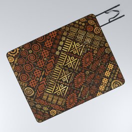 Ethnic African Pattern- browns and golds #5 Picnic Blanket