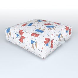 Rocket Pop; Red White and Blue Popsicle 4th of July Patriotic USA Pattern w/ Stars & Sprinkles Outdoor Floor Cushion