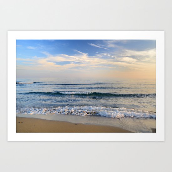 "Serenity sea". Waves. At sunset Art Print