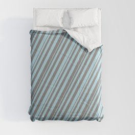 [ Thumbnail: Grey & Light Blue Colored Lines Pattern Comforter ]