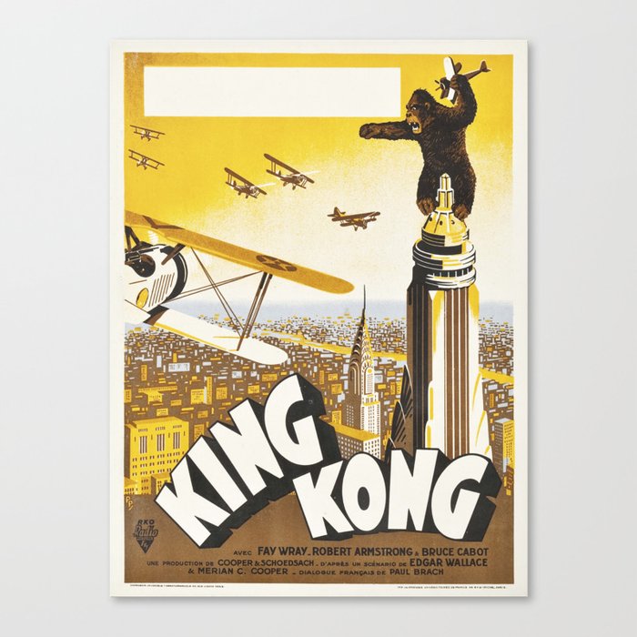 King Kong Movie Poster, Vintage King Kong Poster Canvas Print