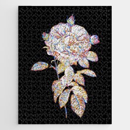 Floral Giant French Rose Mosaic on Black Jigsaw Puzzle