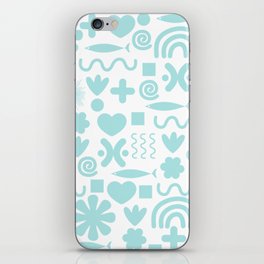 Natural Miscellany Pattern in Pale Pastel Turquoise Teal Blue  iPhone Skin