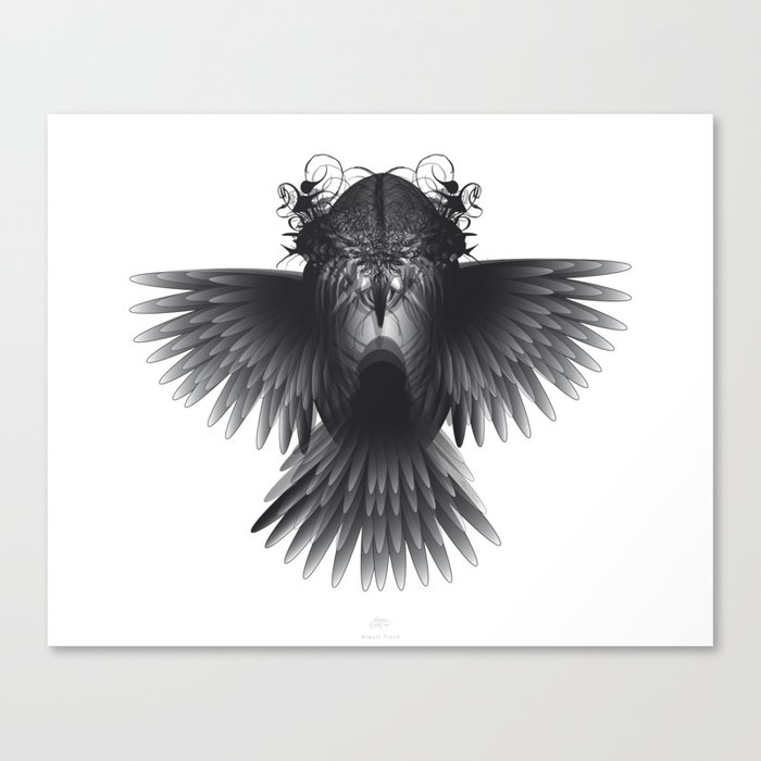 Strange Hummingbird 1 Black On White Background Canvas Print