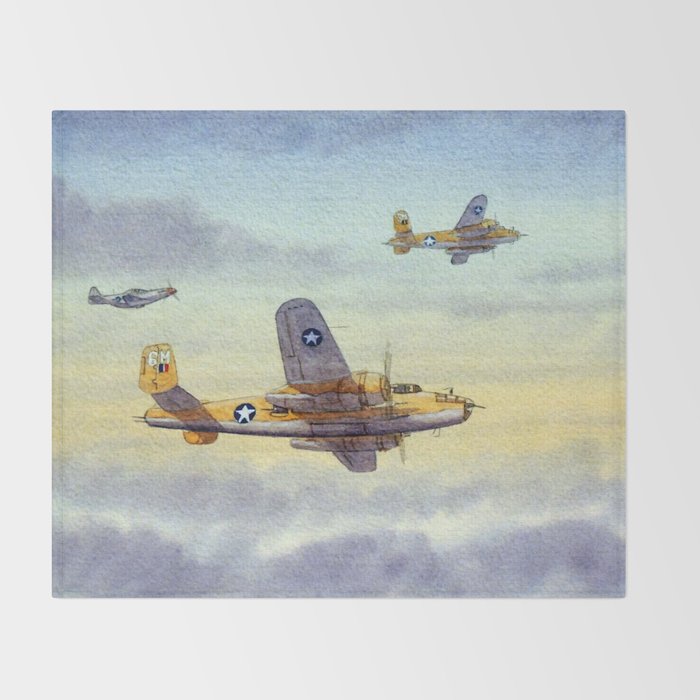 B 25 Mitchell Aircraft Throw Blanket By Billholkham Society6