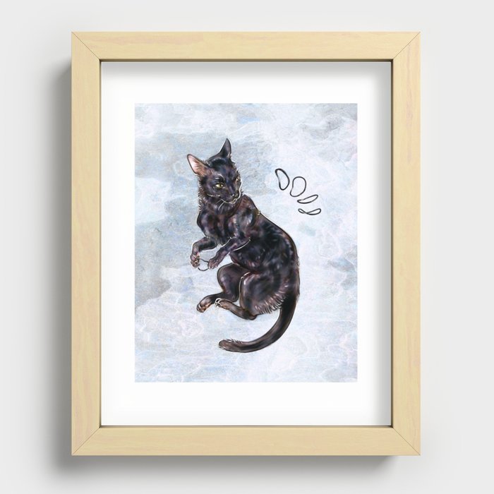 Commission - Arlo's black cat Recessed Framed Print