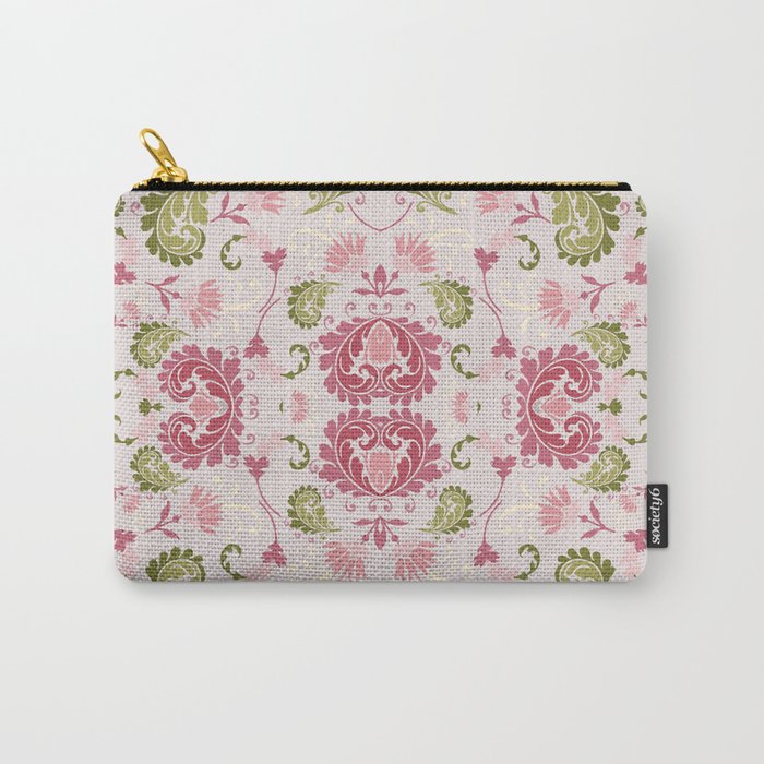pink and green bold paisley flower bohemian  Carry-All Pouch