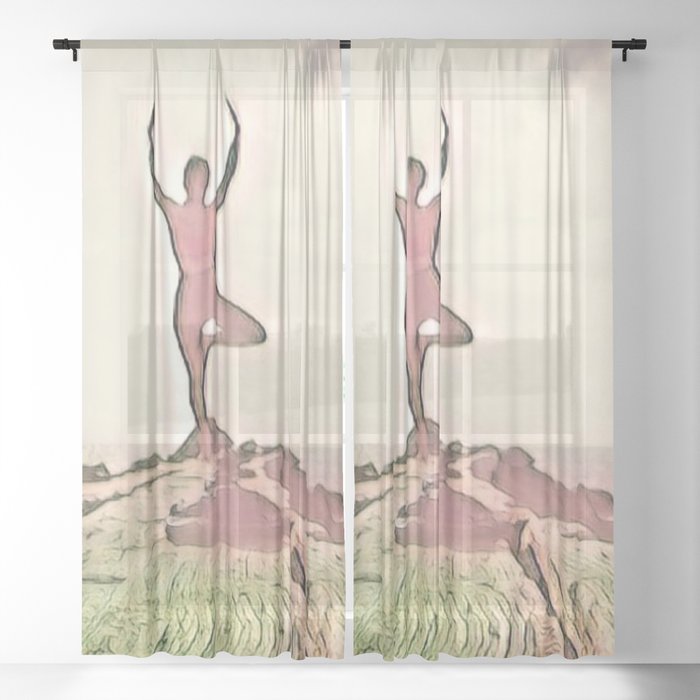 Woman Doing Yoga 6 Sheer Curtain
