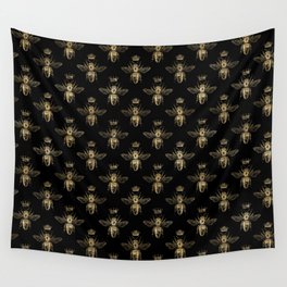 Black & Gold Queen Bee Pattern Wall Tapestry