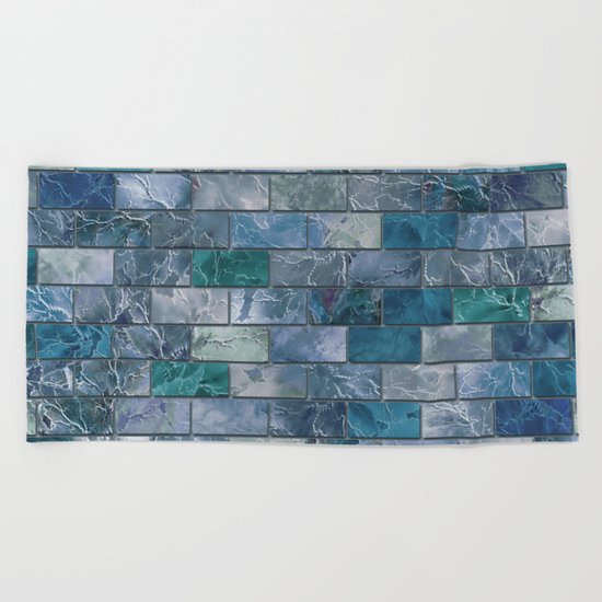 Frozen Leaves Tile Pattern Beach Towel