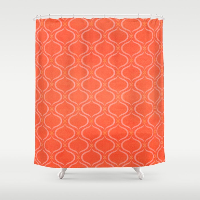 Mediterranean Red Deco Pattern Shower Curtain by Modern Tropical Society6