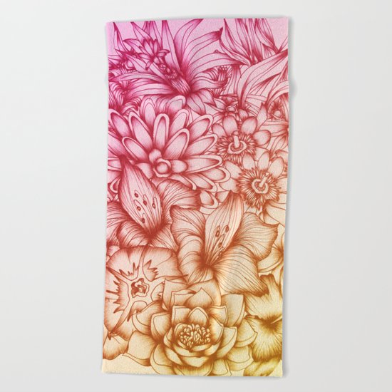 Tropical Flowers II Beach Towel