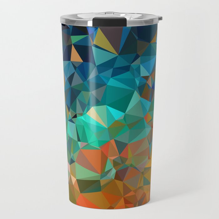 Red Blue Gold Low Poly Abstract Art Travel Mug