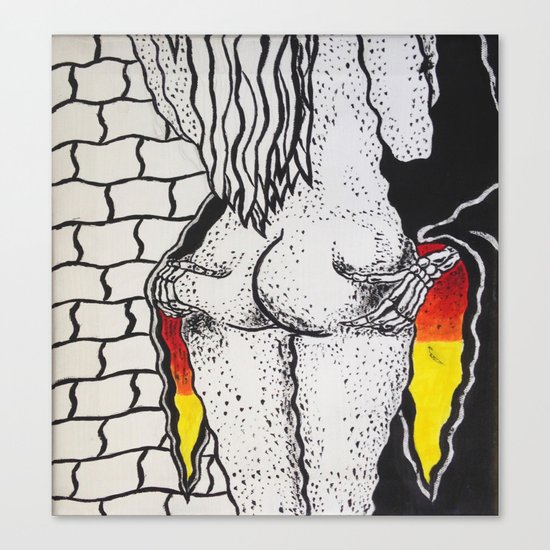 Trippy Grim Reaper Acrylic Painting On Canvas Canvas Print By