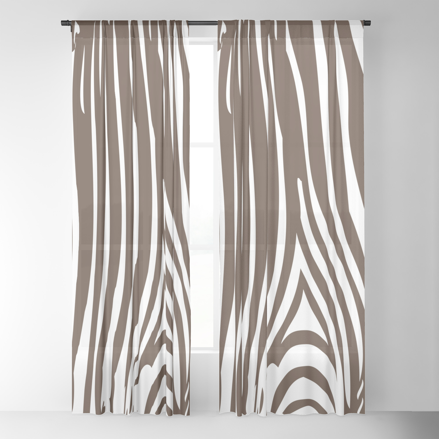 Zebra Stripes Animal Print Chocolate Brown And White Sheer Curtain By Eclecticatheart Society6