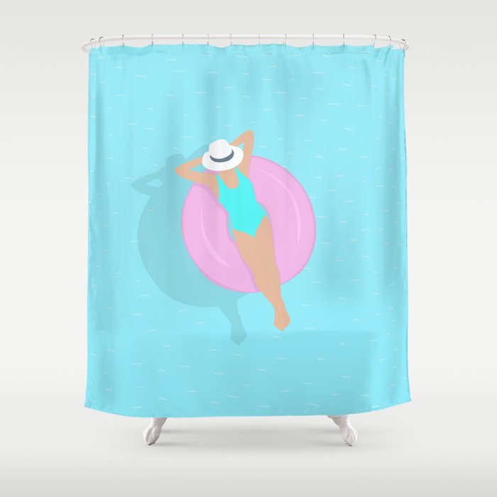Lady in the pool Shower Curtain