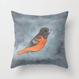 Baltimore Oriole - Sacral Chakra - Watercolor Painting Throw Pillow