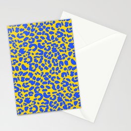 Yellow & Blue Leopard Print Stationery Card