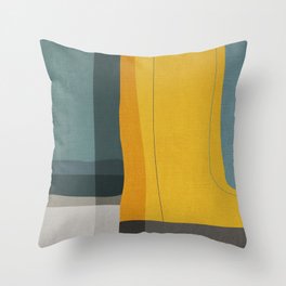 Gray Teal Mustard Modern Abstract Throw Pillow