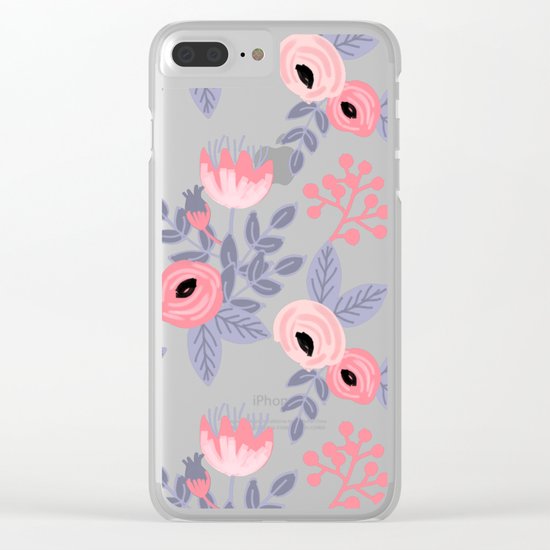 Yellow Floral Pattern Clear iPhone Case