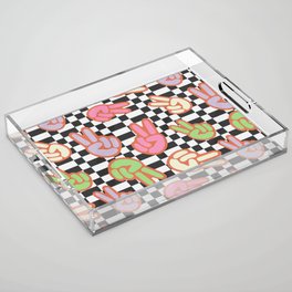 Colorful Peace Hands Pattern Acrylic Tray
