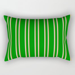 [ Thumbnail: Green, Coral & Lavender Colored Stripes/Lines Pattern Rectangular Pillow ]