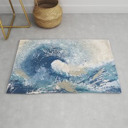 The Great Wave Abstract Ocean Area & Throw Rug