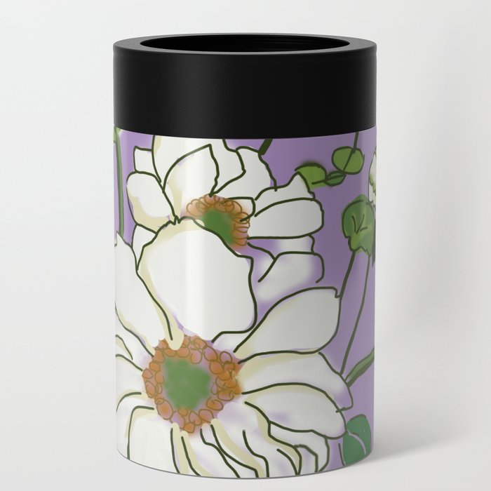 The white flowers on paster purple Can Cooler