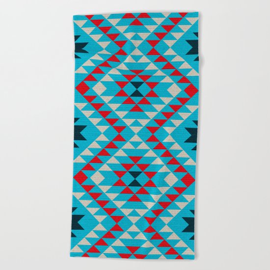 Geometric tribal pattern Beach Towel