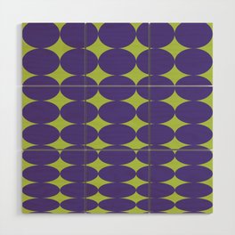 Retro Round Pattern - Purple Green Wood Wall Art