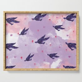 Bird Abstract Animal Lover Purple Print Pattern Serving Tray