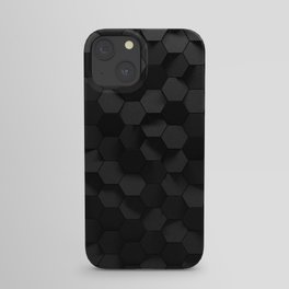Black abstract hexagon pattern iPhone Case