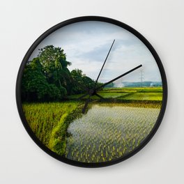 Tropical Green Rice Field in Ilocos Sur Philippines Wall Clock