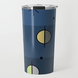 Retro Space Age Planets Stars Navy Blue Travel Mug