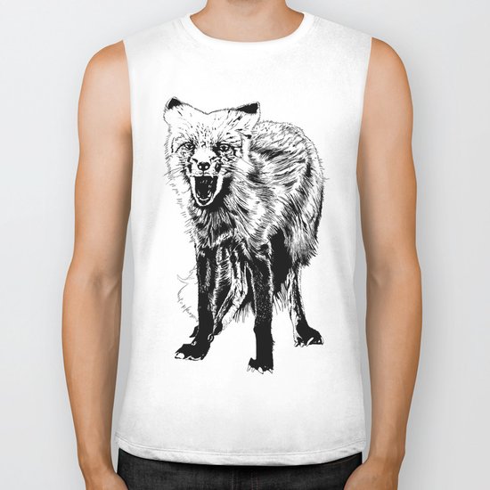 Angry Fox (b&w) Biker Tank