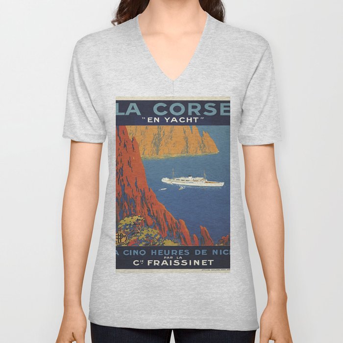Vintage poster - La Corse, France V Neck T Shirt