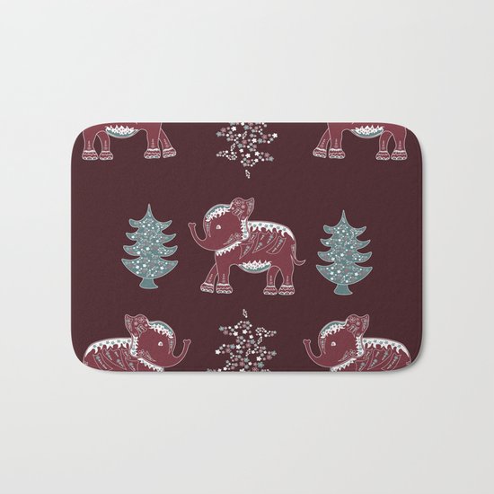 Elephants, trees and flowers Bath Mat