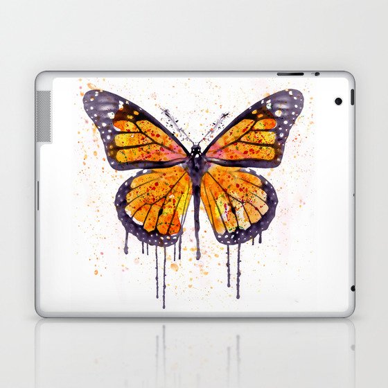 Monarch Butterfly watercolor Laptop & iPad Skin