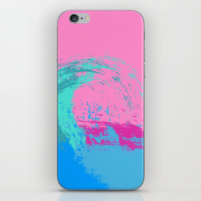 Kiki - Abstract Colorful Wave Art Design Pattern in Turquoise and Pink iPhone Skin