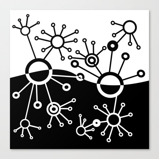Black and White Blips Canvas Print