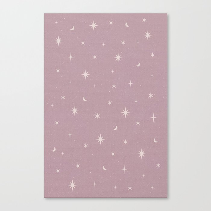 Starry night pattern Burnished Lilac Canvas Print