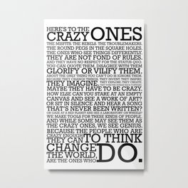 Here's To The Crazy Ones - Steve Jobs Metal Print | Black And White, Digital, Wallart, Homedecor, Thecrazyones, Newyeargifts, Startupposter, Businessposter, Entrepreneurposter, Startupquotes 