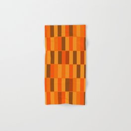 Long Blocks Retro Modern Minimalist Geometric Checked Pattern in 70s Orange and Brown Hand & Bath Towel