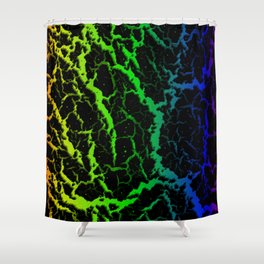 Cracked Space Lava - Rainbow OYGBP Shower Curtain